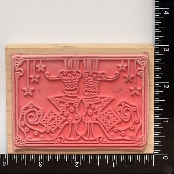 RARE Vintage Christmas Stocking Rubber Stamp ELF BLING SHOE G980 - Picture 2 of 4
